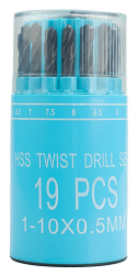 Vrt�ky do kovu HSS, 1�10 mm, 19 ks