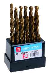 Vrt�ky do kovu HSS TiN, 1�10 mm, 19 ks