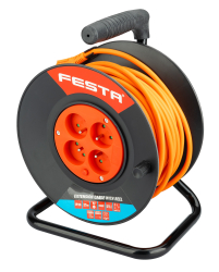 Predl�ovac� k�bel na bubne 25 m, 4 z�suvky, PVC, IP20, 230 V, 1,5 mm2